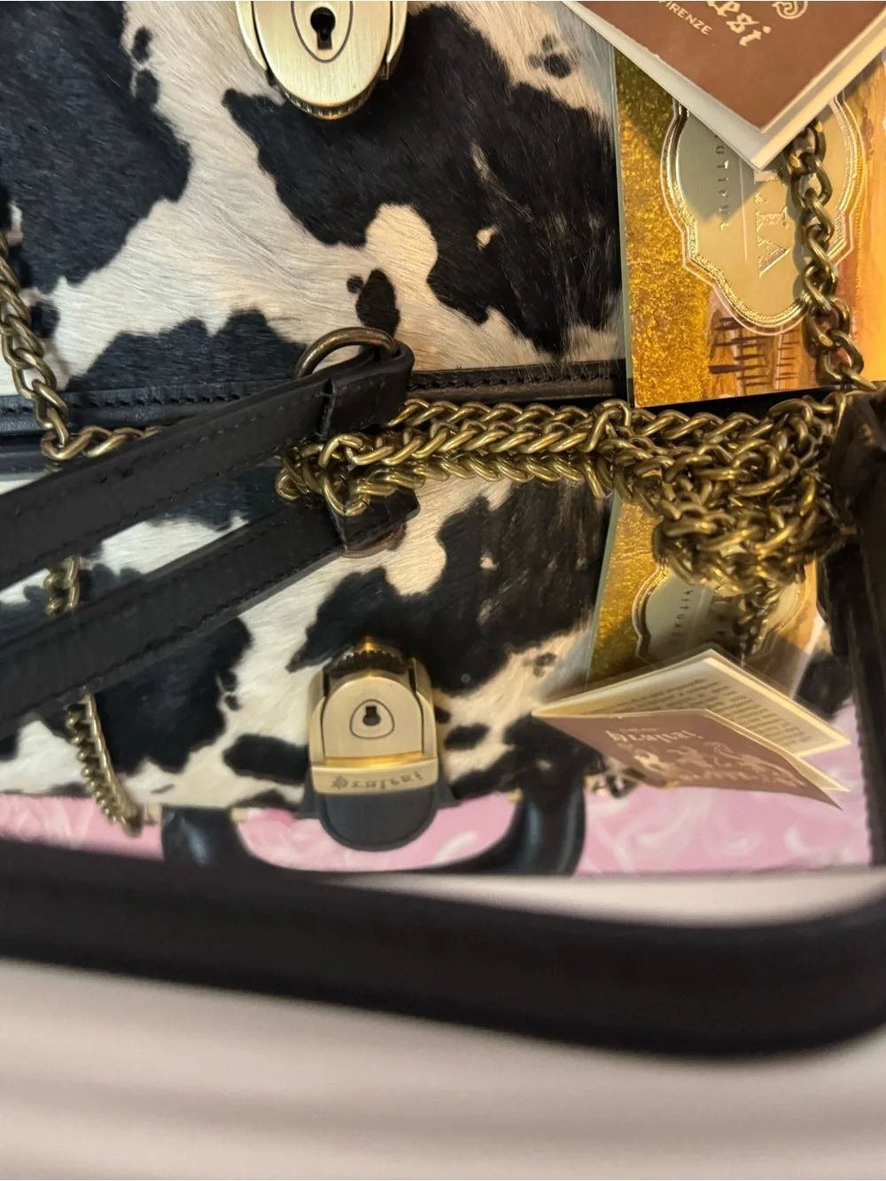 Pratesi Black & White Cowhide Satchel